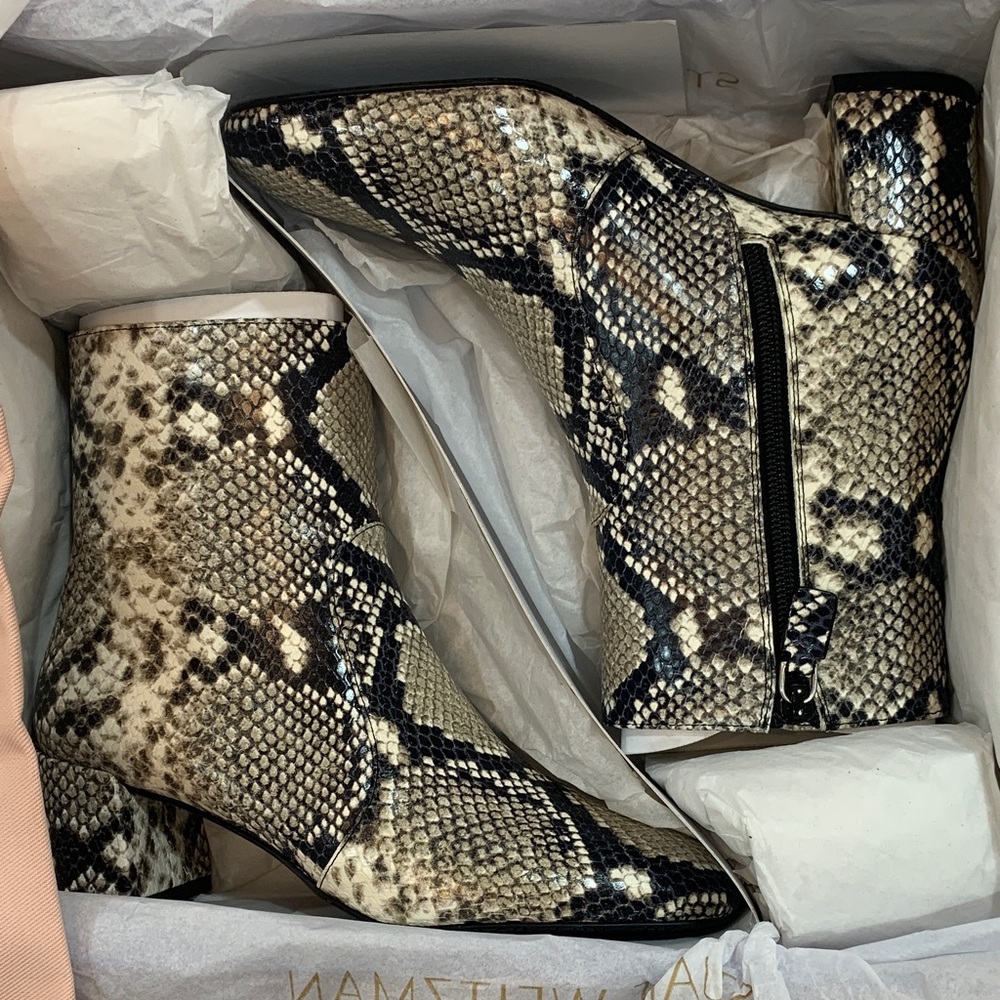 Stuart Weitzman Snakeskin Pattern Ankle Boots
